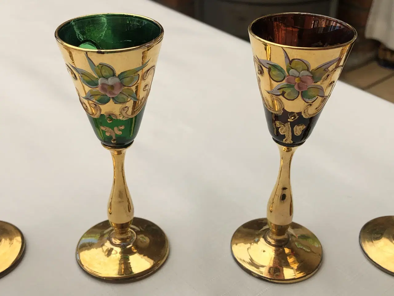 Billede 3 - Kaffe,Te,Vin Glas sæt - GULDBELAGT 