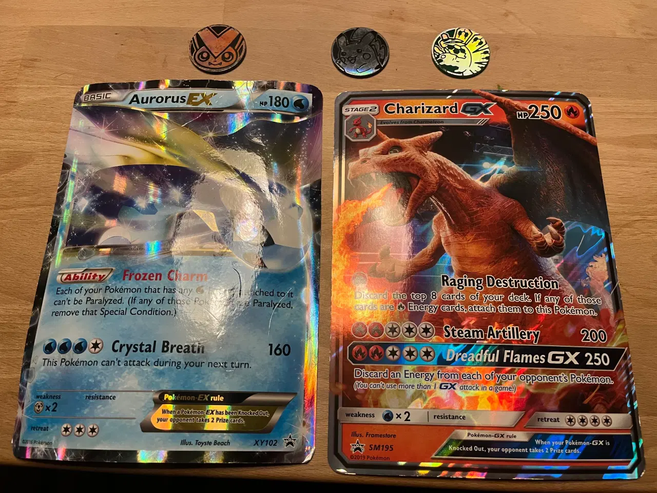 Billede 1 - 2 jumbo pokemon kort og 3 mønter