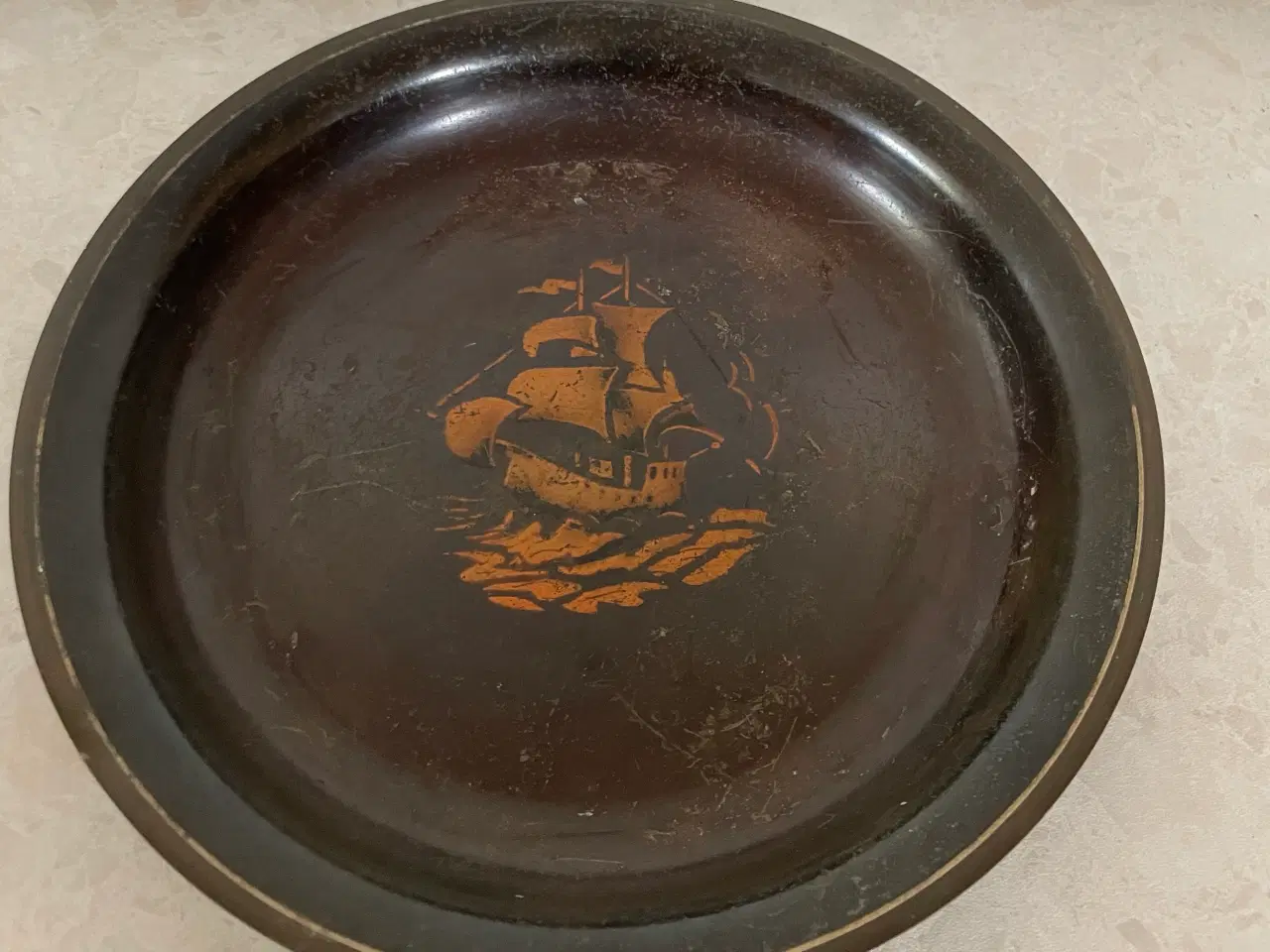 Billede 1 - Bronze fad, Art Deco, mrk. HF ildfast bronze