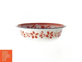 Dekorativ emaljeskål med blomsterdesign (str. Ø 24,5 cm)